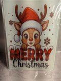 Merry Christmas Reindeer Glass Cutting Board - Front View