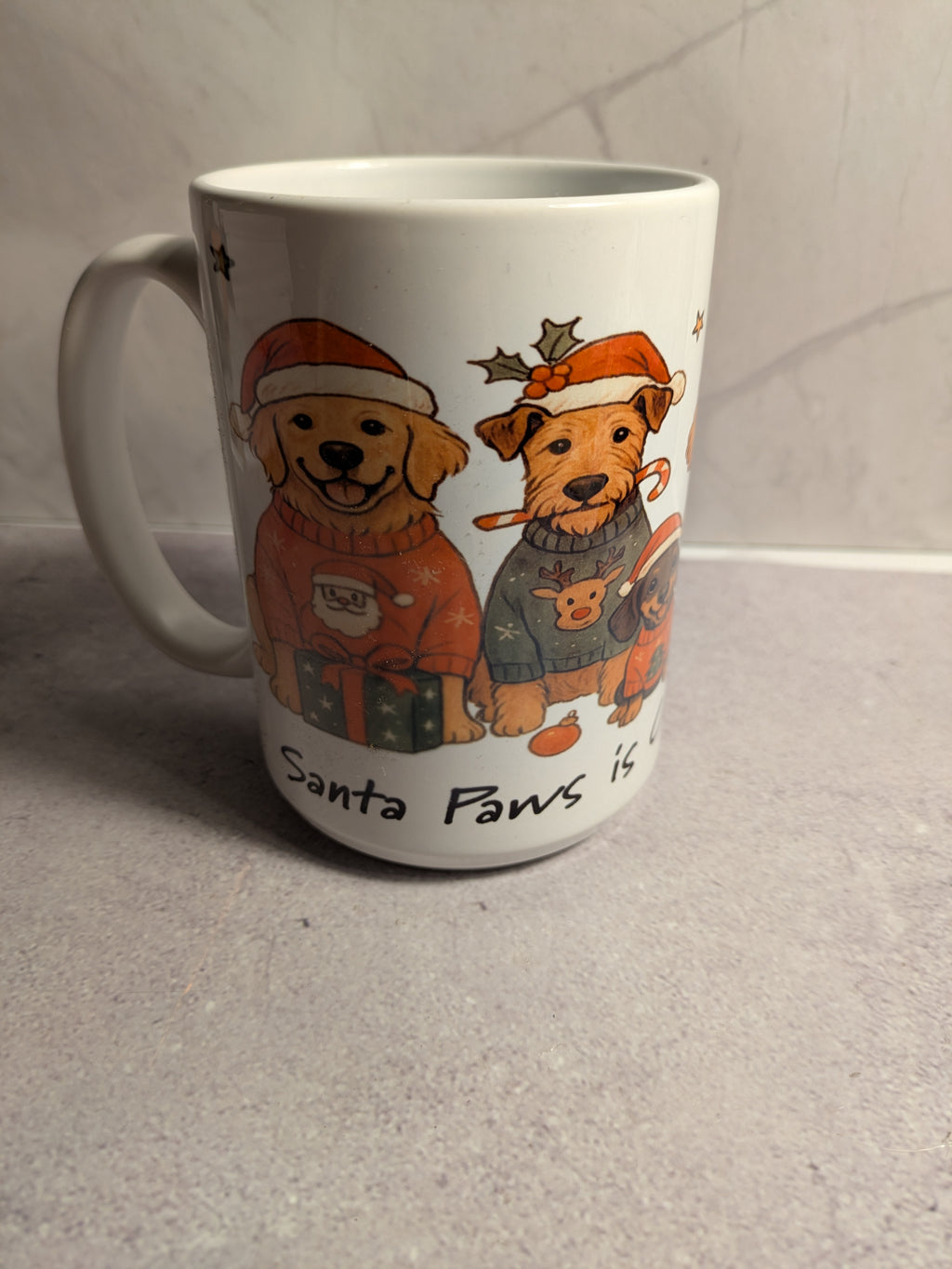 Santa Paws mug - bulldog side view