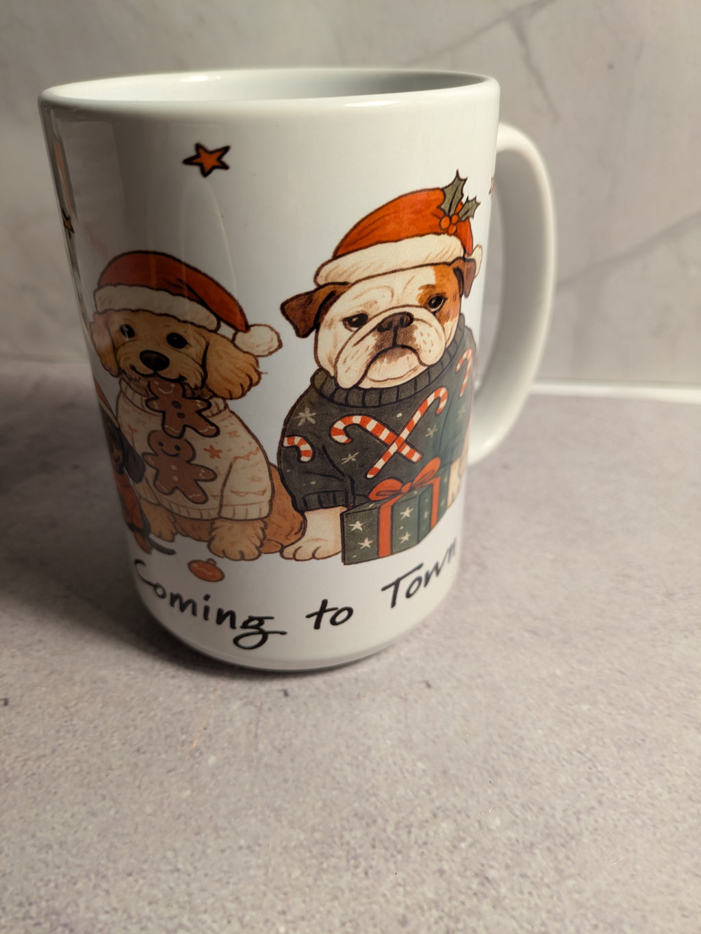 Santa Paws mug - dachshund side view
