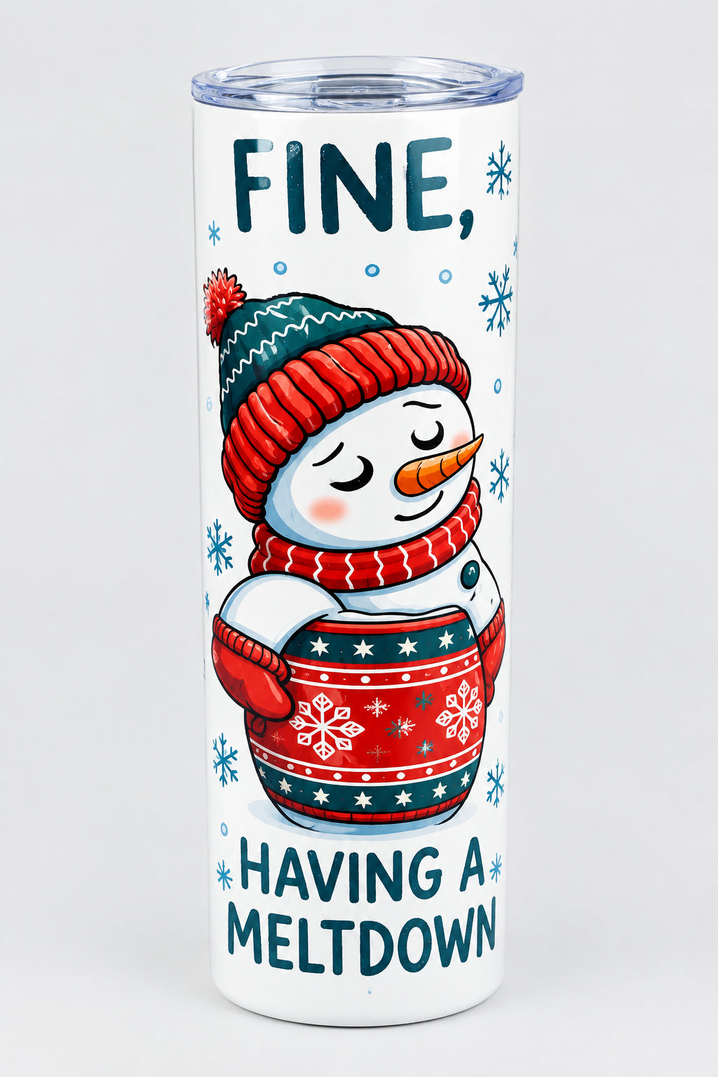 Christmas snowman tumbler - side view 1