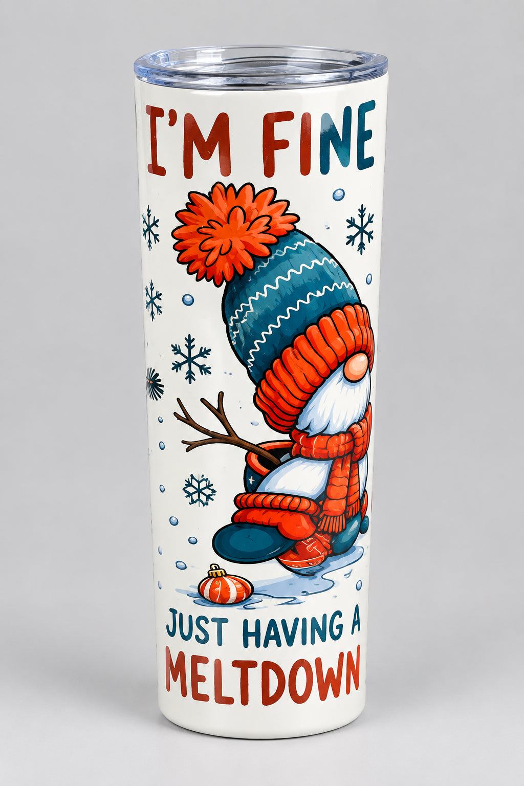 Christmas snowman tumbler - side view 2