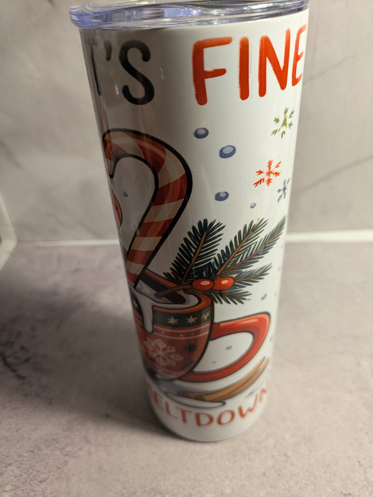 Christmas snowman tumbler - front view