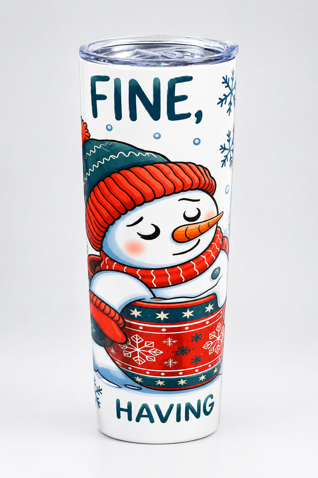 Christmas snowman tumbler - side view 4