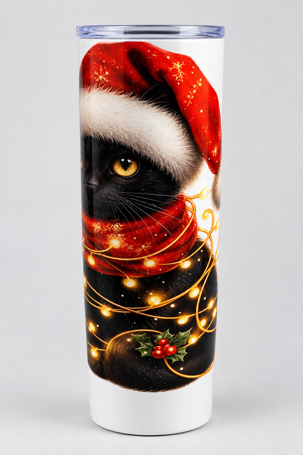 Christmas cat tumbler - back view