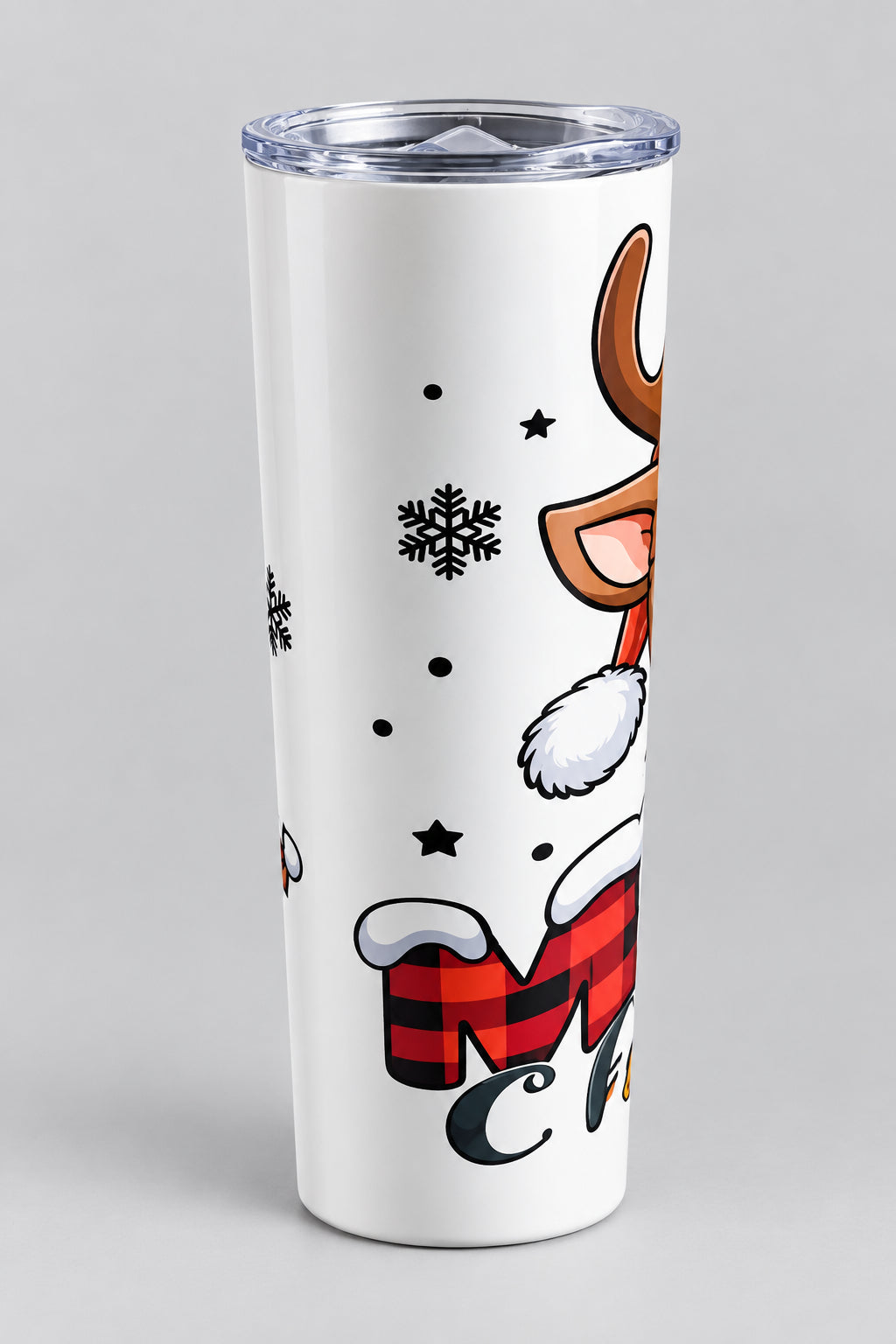 Merry Christmas Reindeer Tumbler detail view