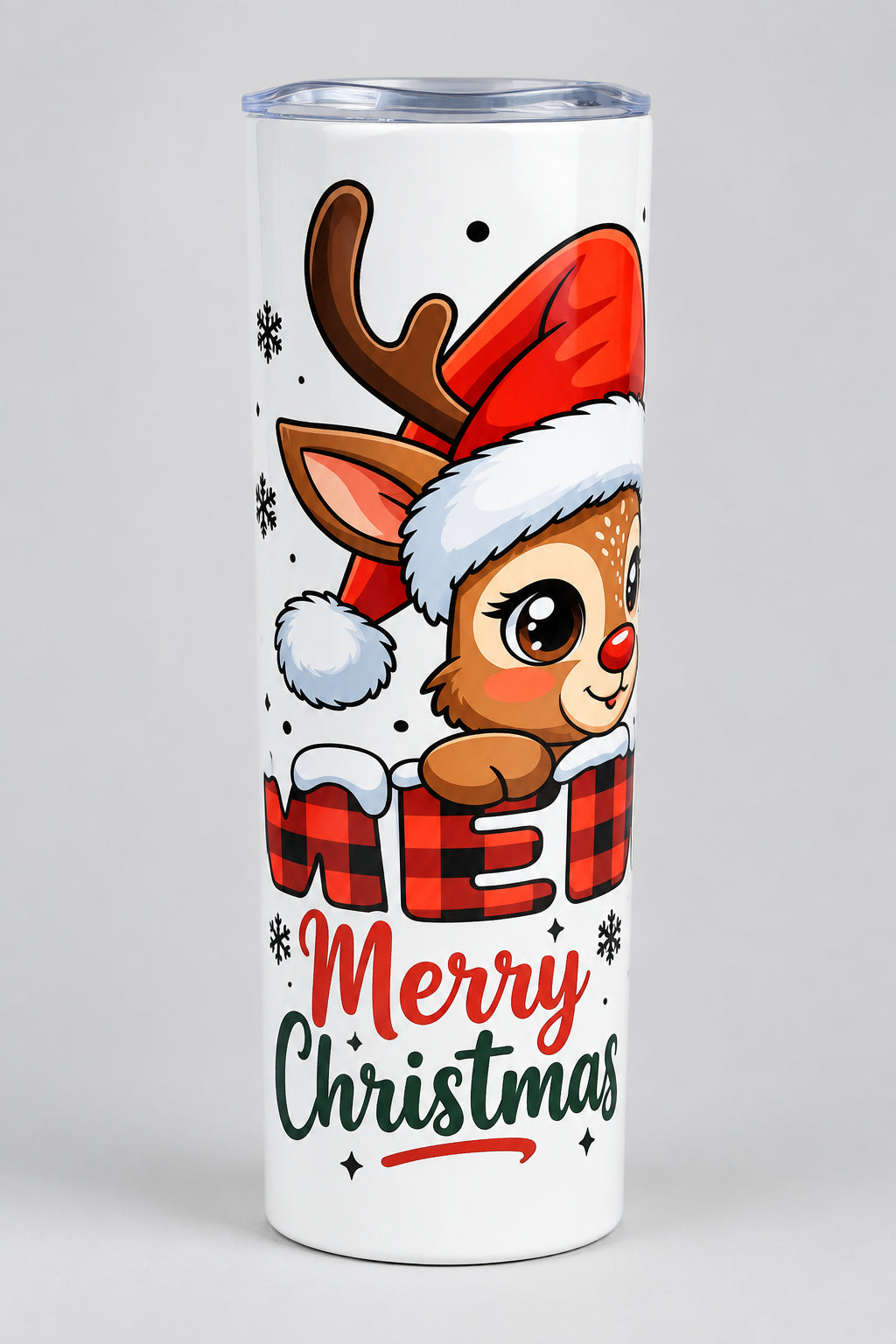Merry Christmas Reindeer Tumbler front view