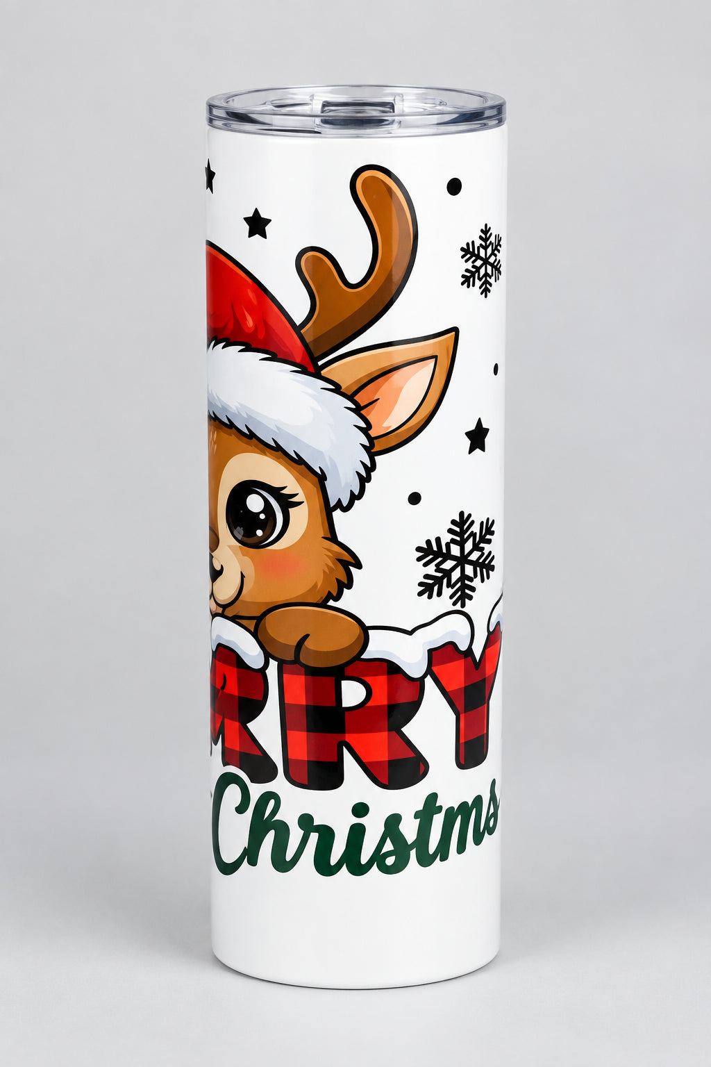 Merry Christmas Reindeer Tumbler side view