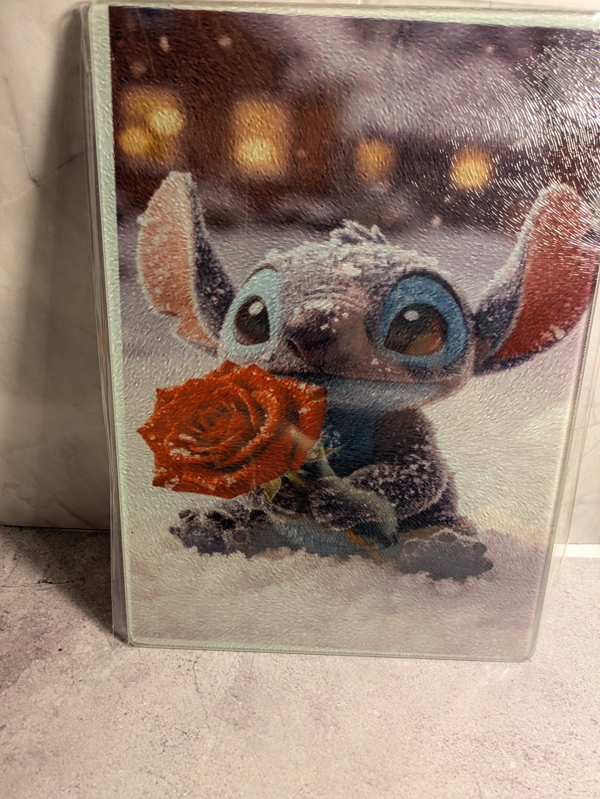 Stitch in Snow Glass Cutting Board - full view