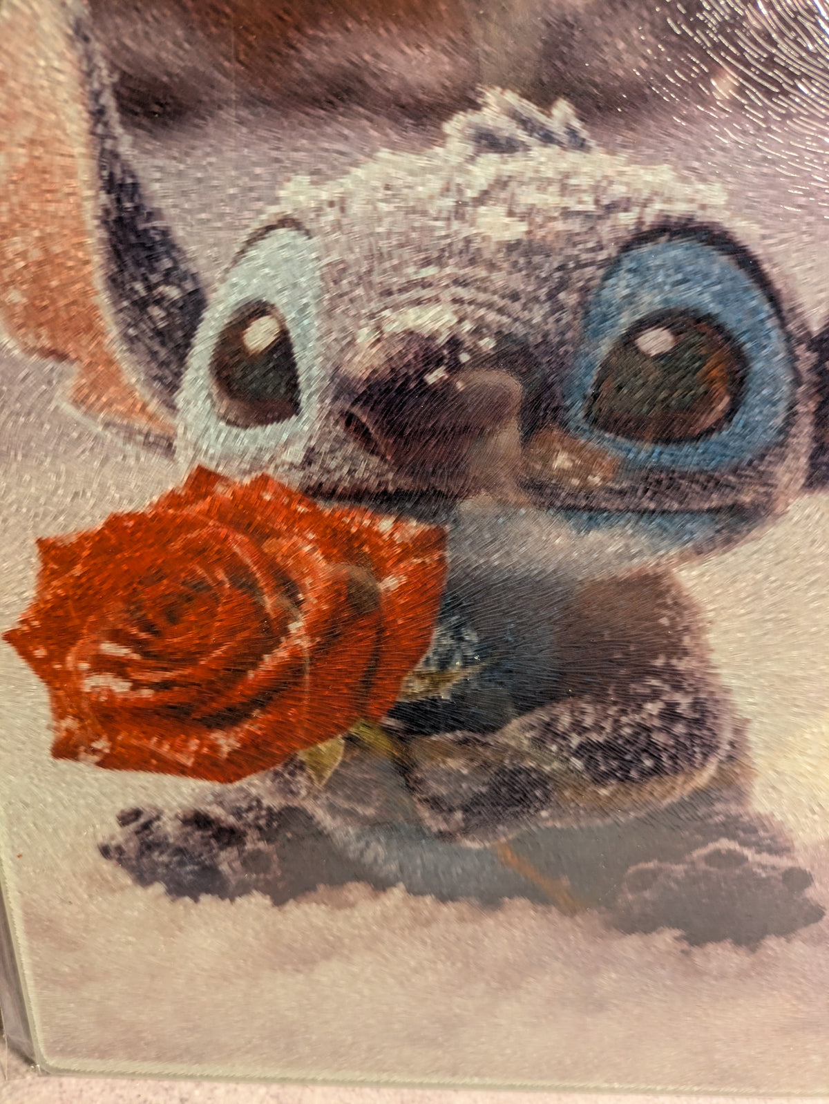 Stitch in Snow Glass Cutting Board - close up