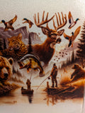 Wildlife hunting scene sublimation glass cutting board - detail view