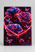 Neon Rose Heart Sublimation Glass Cutting Board - front view