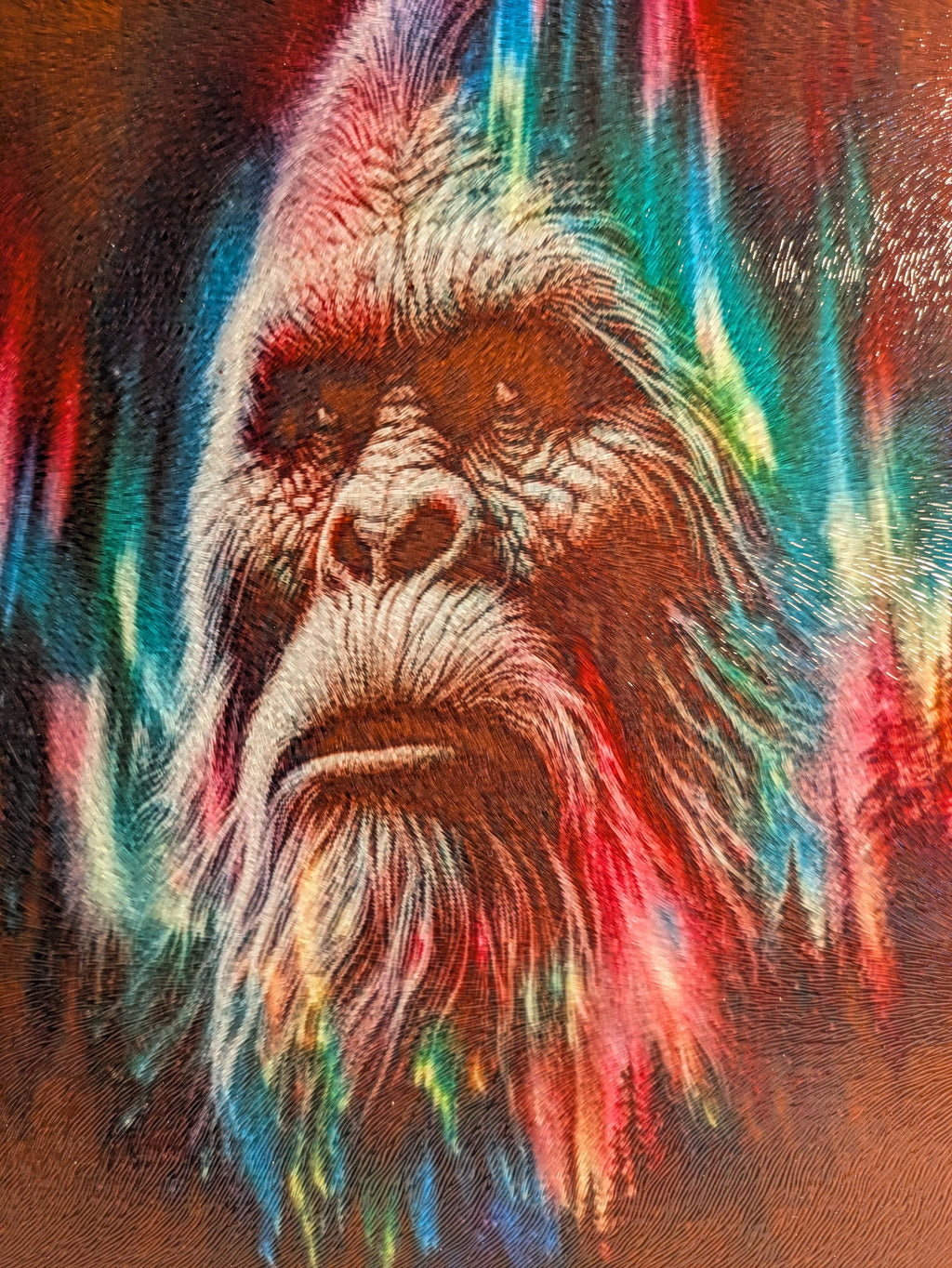 Bigfoot Aurora Borealis Glass Cutting Board 8x10 - detail view