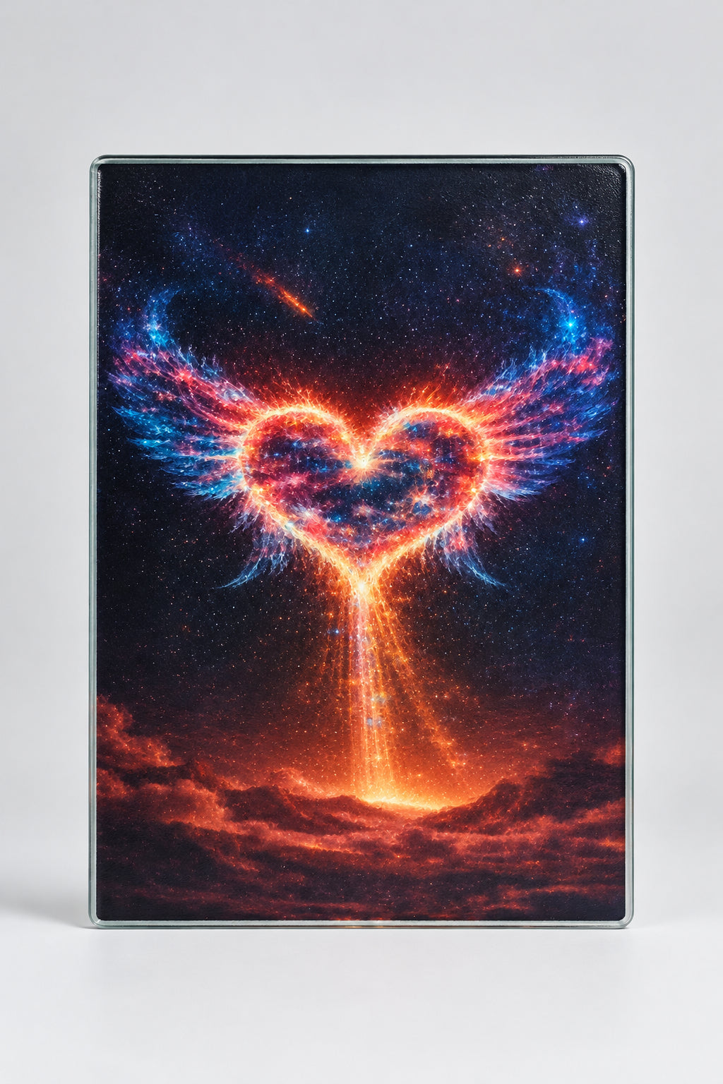 Cosmic Heart Wings Glass Cutting Board - detail view