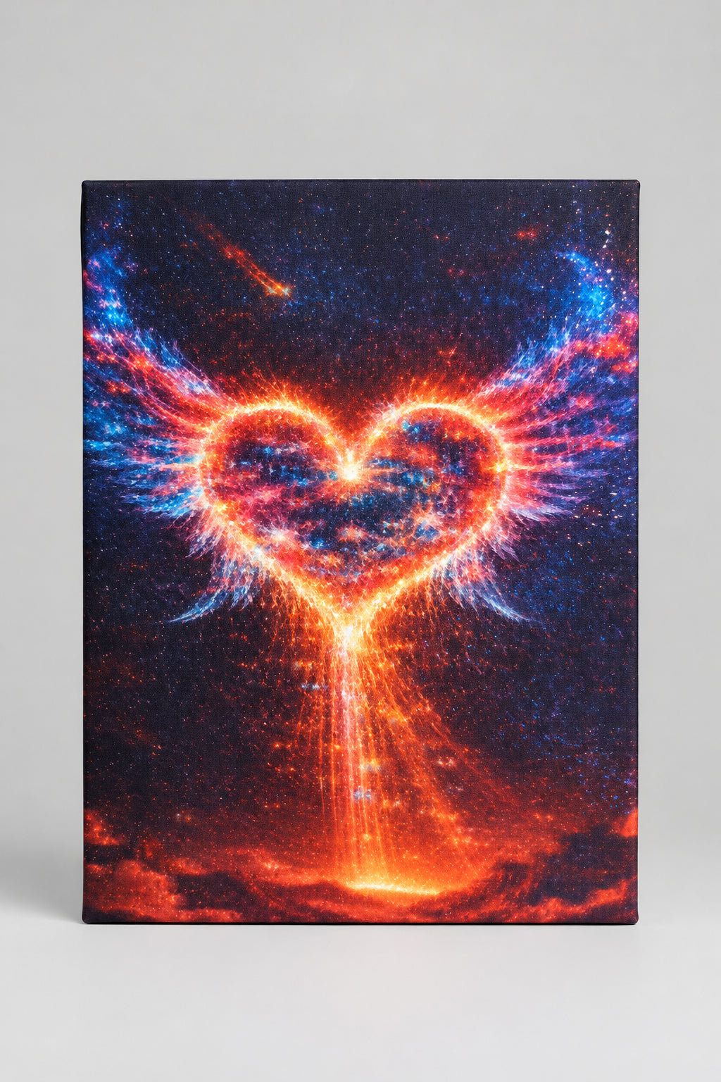 Cosmic Heart Wings Glass Cutting Board - full view