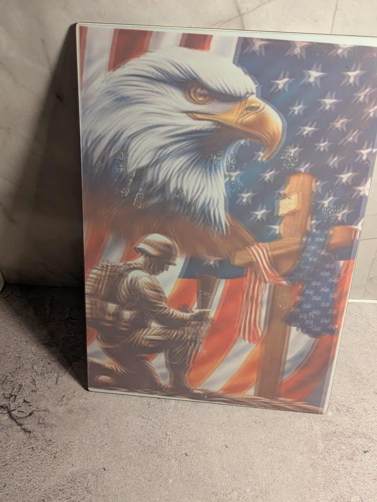 Patriotic Eagle 8x10 Glass Sublimation Cutting Board