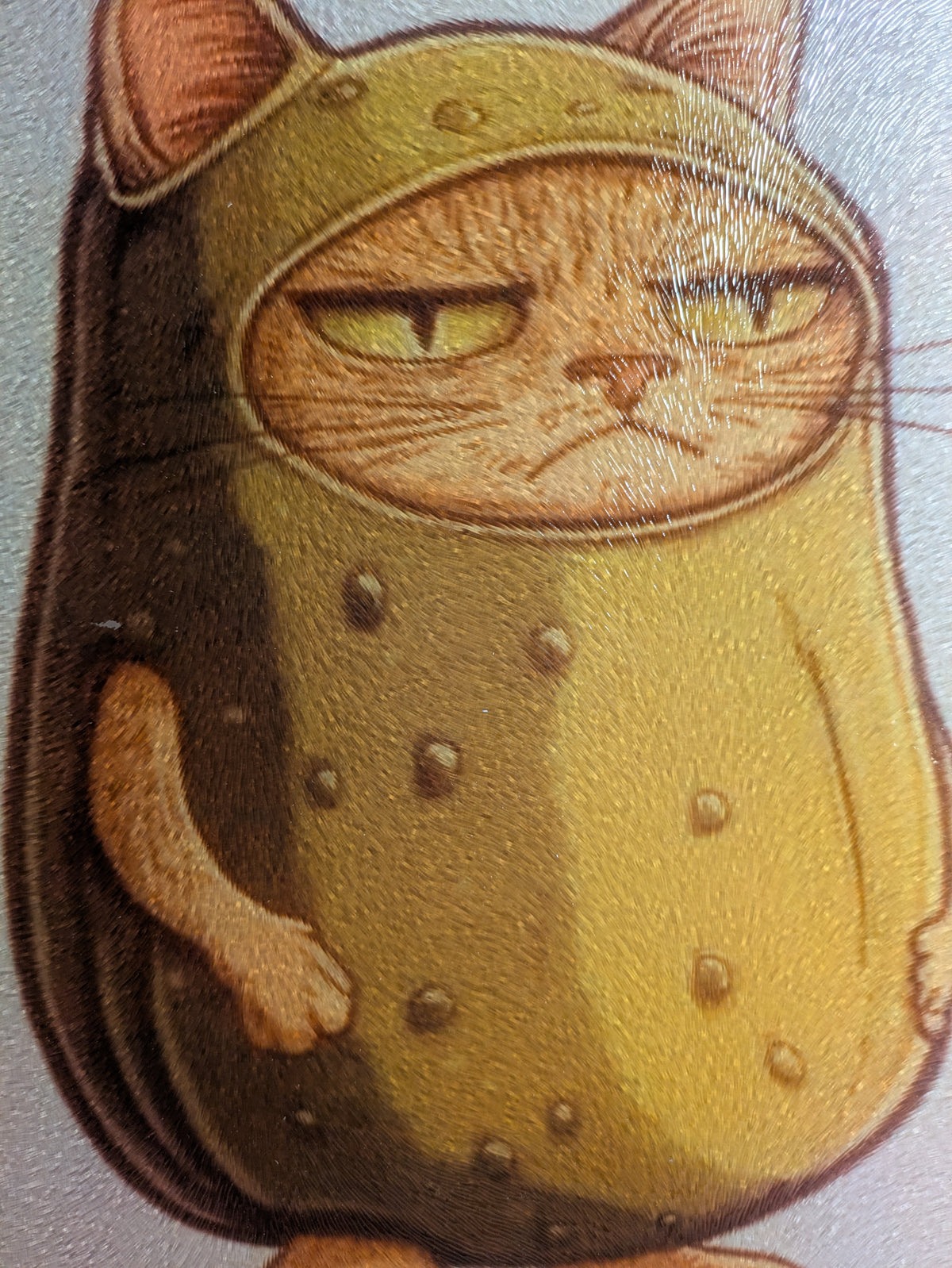 Grumpy Pickle Cat Glass Cutting Board