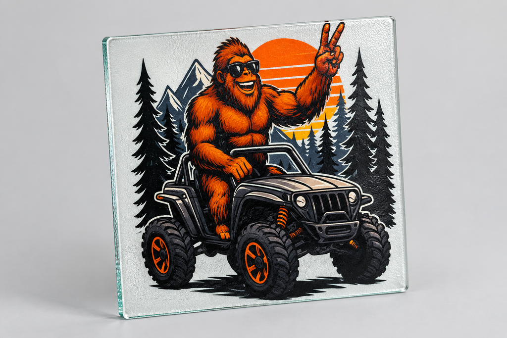 Bigfoot Jeep cutting board angled packshot