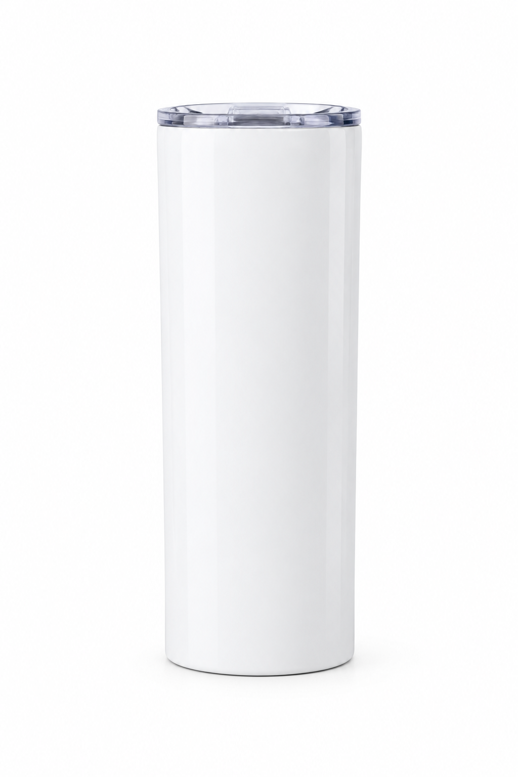 Backside of 20oz white straight tumbler