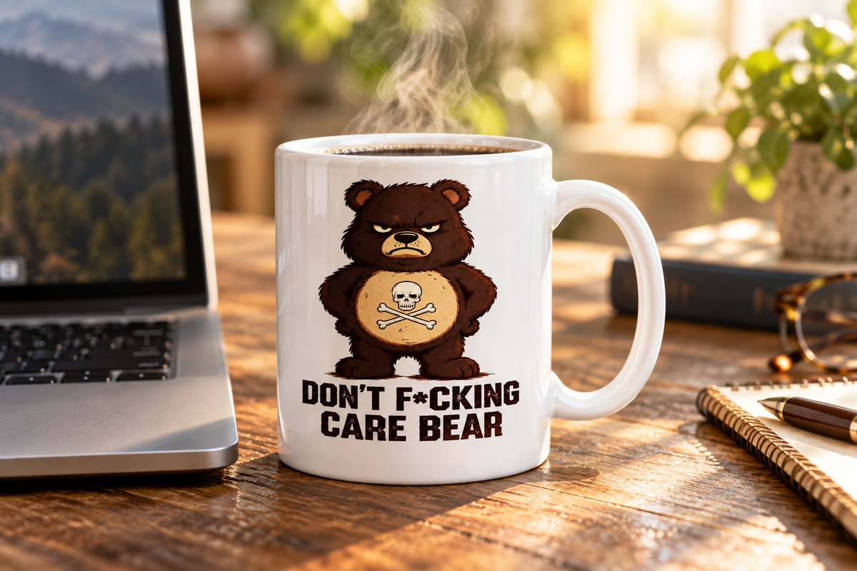 Don't F*cking Care Bear 11 oz Ceramic Mug - Lifestyle