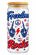 Freedom Rocks 16oz Glass Can Tumbler - Design View