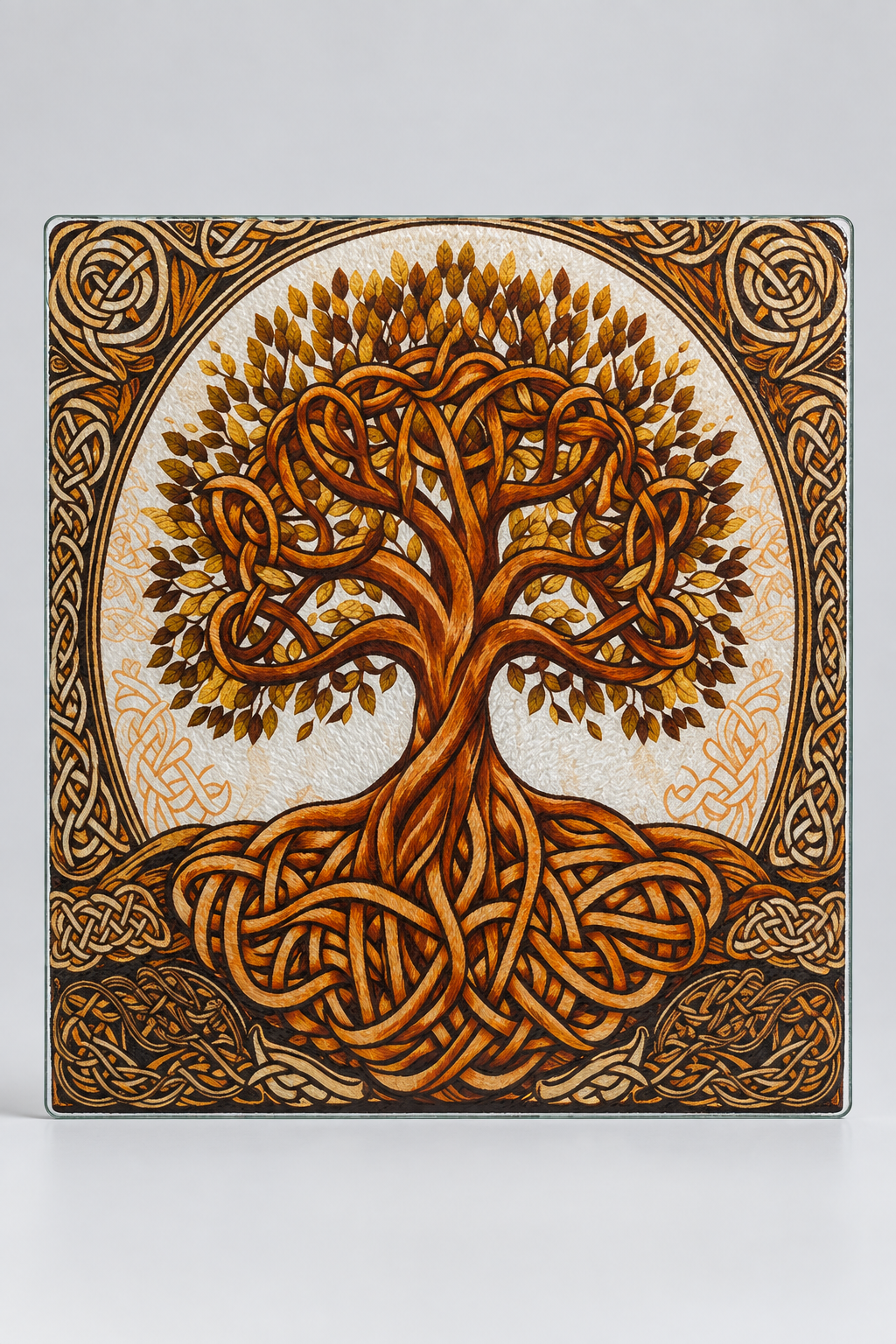 Celtic Tree of Life Glass Cutting Board - detail view