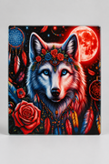 Mystical Wolf Dream Catcher Glass Cutting Board - flat view