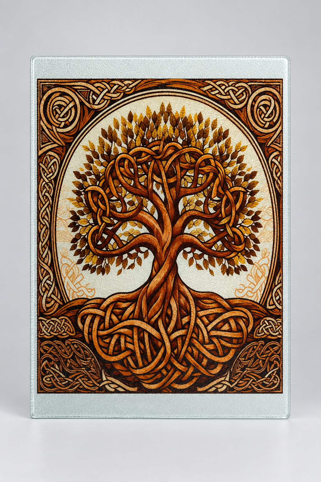 Celtic Tree of Life Glass Cutting Board - full view