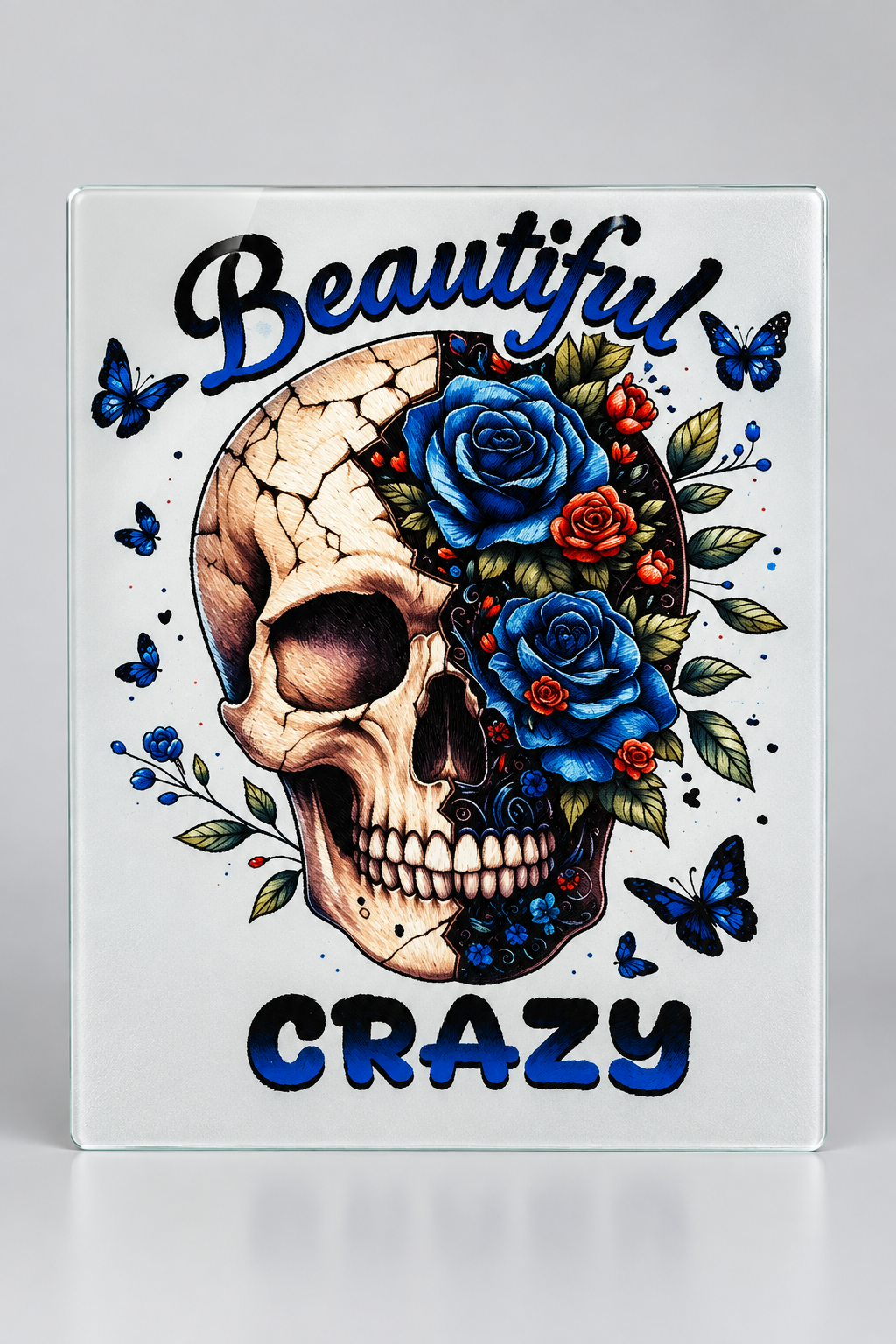 Beautiful Crazy Glass Cutting Board - angled view